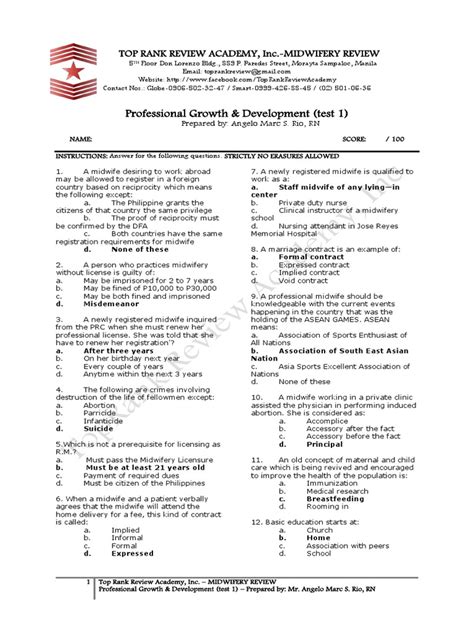 midwifery board exam review questions.